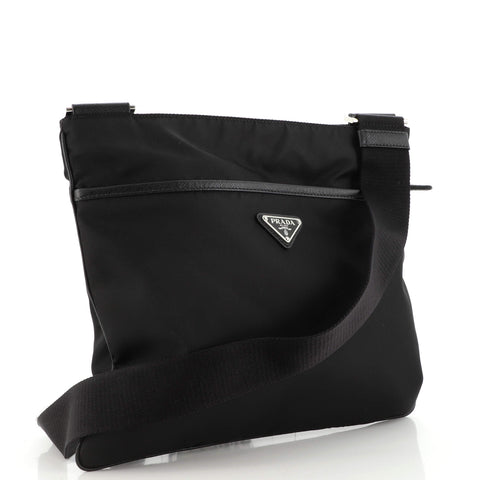 Prada Front Pocket Messenger Bag Tessuto Medium Black 176183461