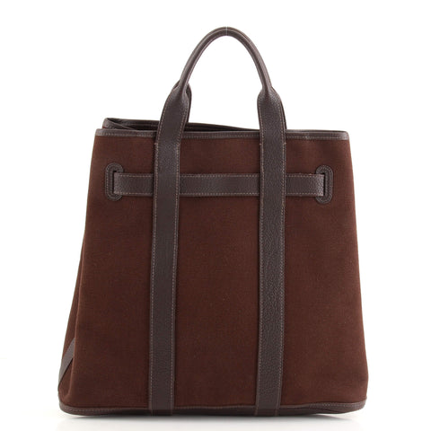 Hermes Petite Saint Hul Tote Toile and Leather MM Brown 17619472