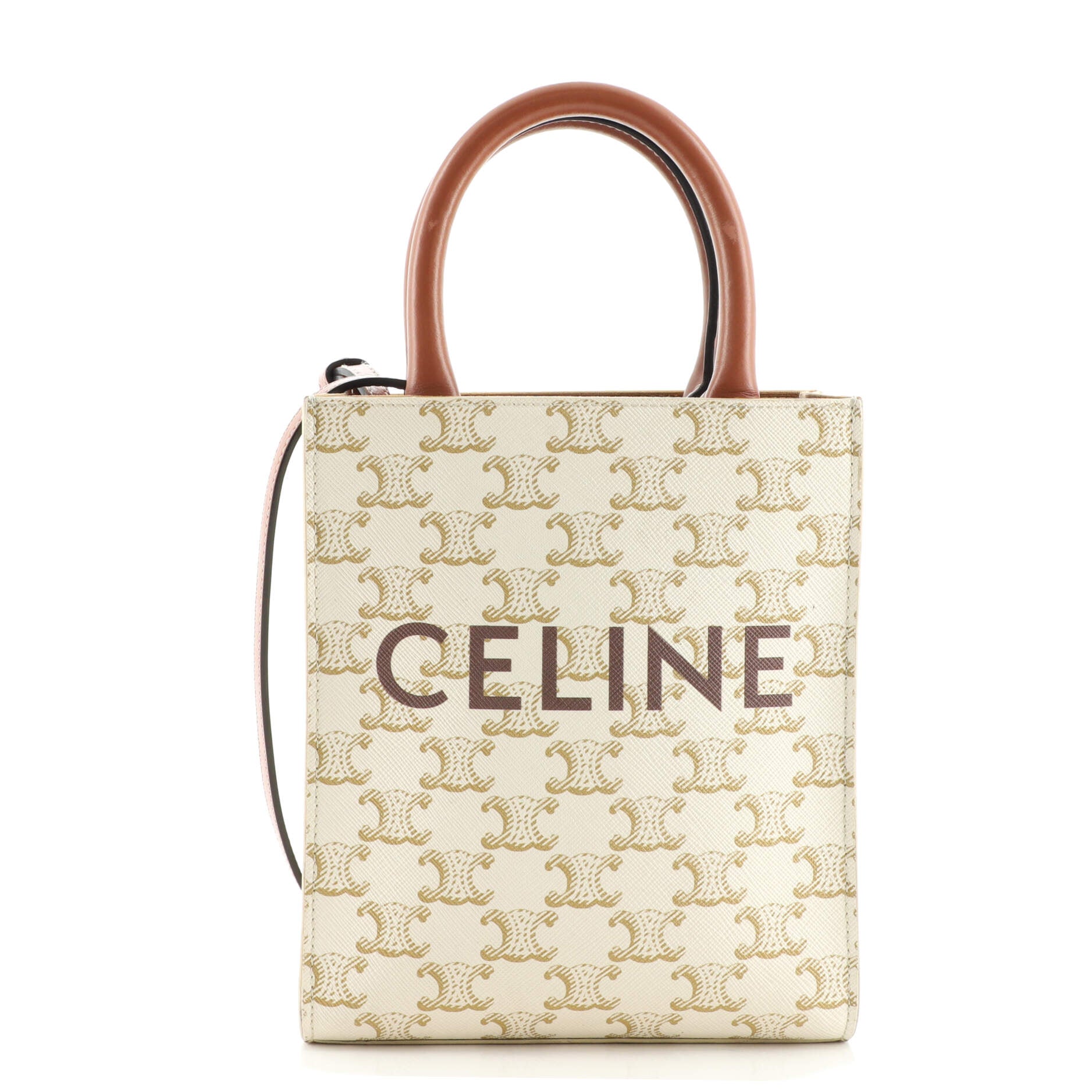 Celine Cuir Triomphe Small Canvas & Leather Bucket Bag in Brown