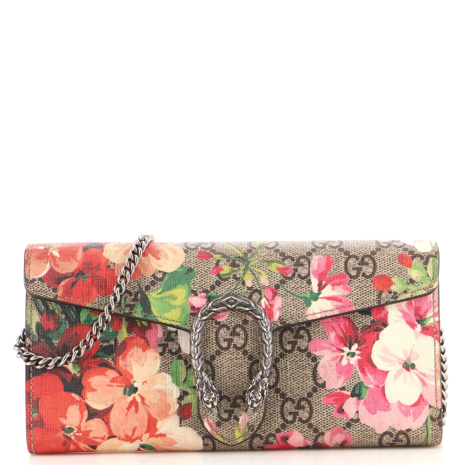 Gucci Wallet GG Supreme Blooms Pink in Coated Canvas with Silver