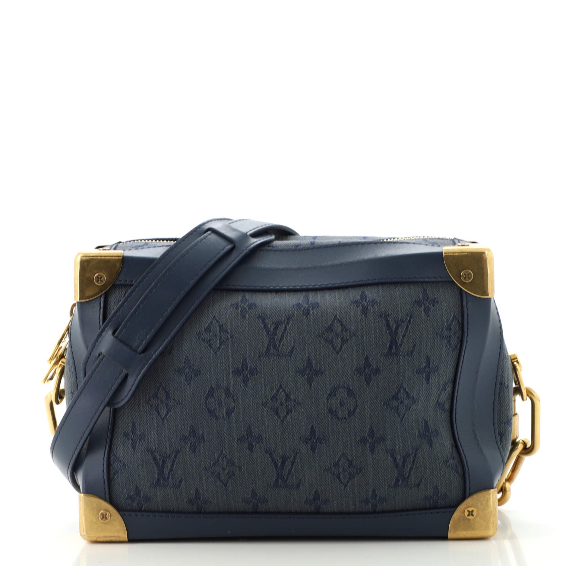 Louis Vuitton City Keepall Bag Everyday Signature Printed Leather Blue
