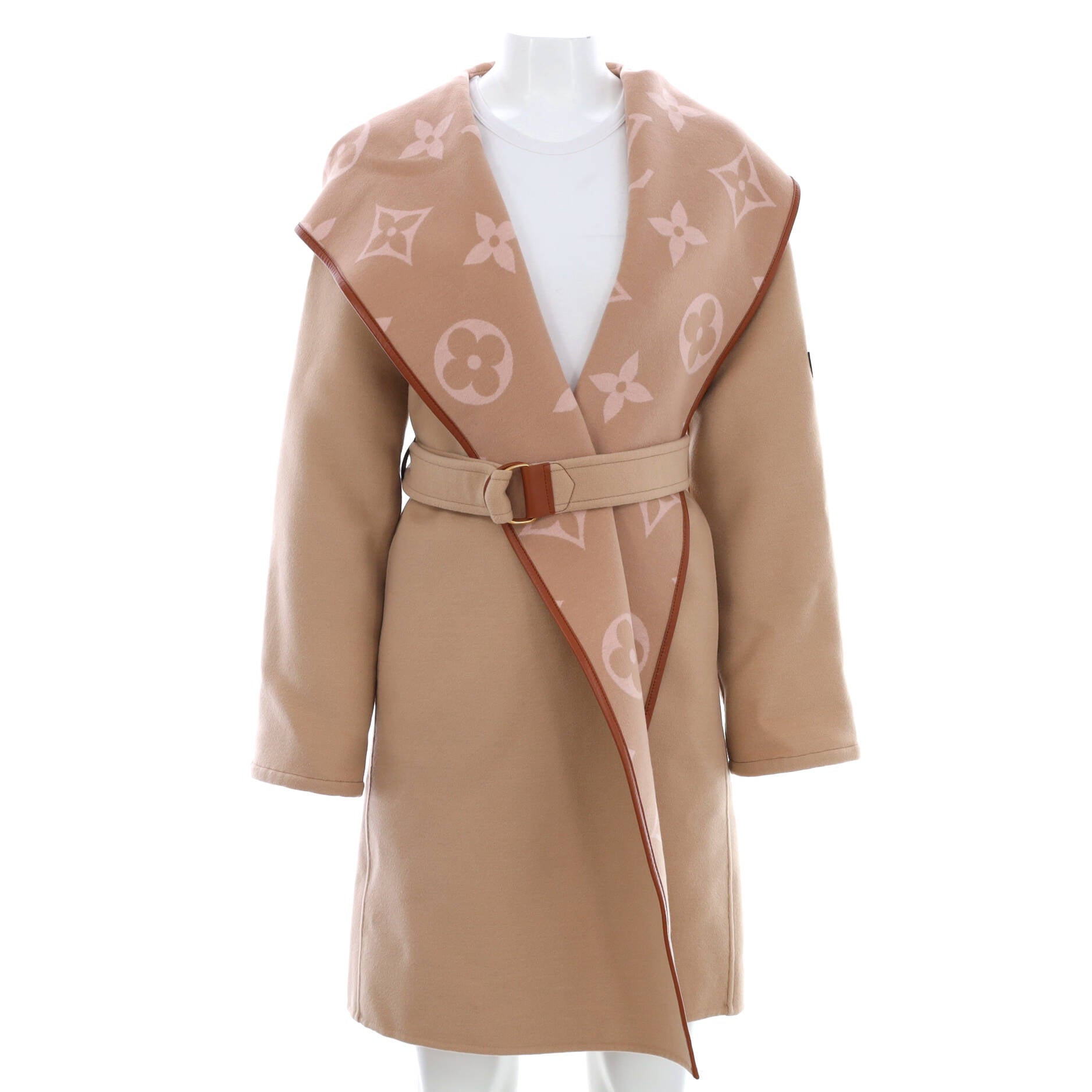 Louis Vuitton Women's Monogram Hooded Wrap Coat Wool Blend