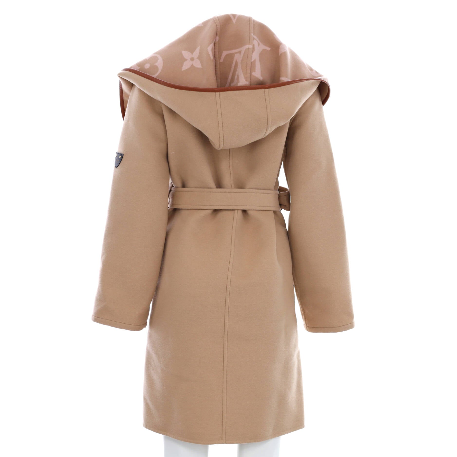 Louis Vuitton Reversible Signature Short Hooded Wrap Coat Beige. Size 36