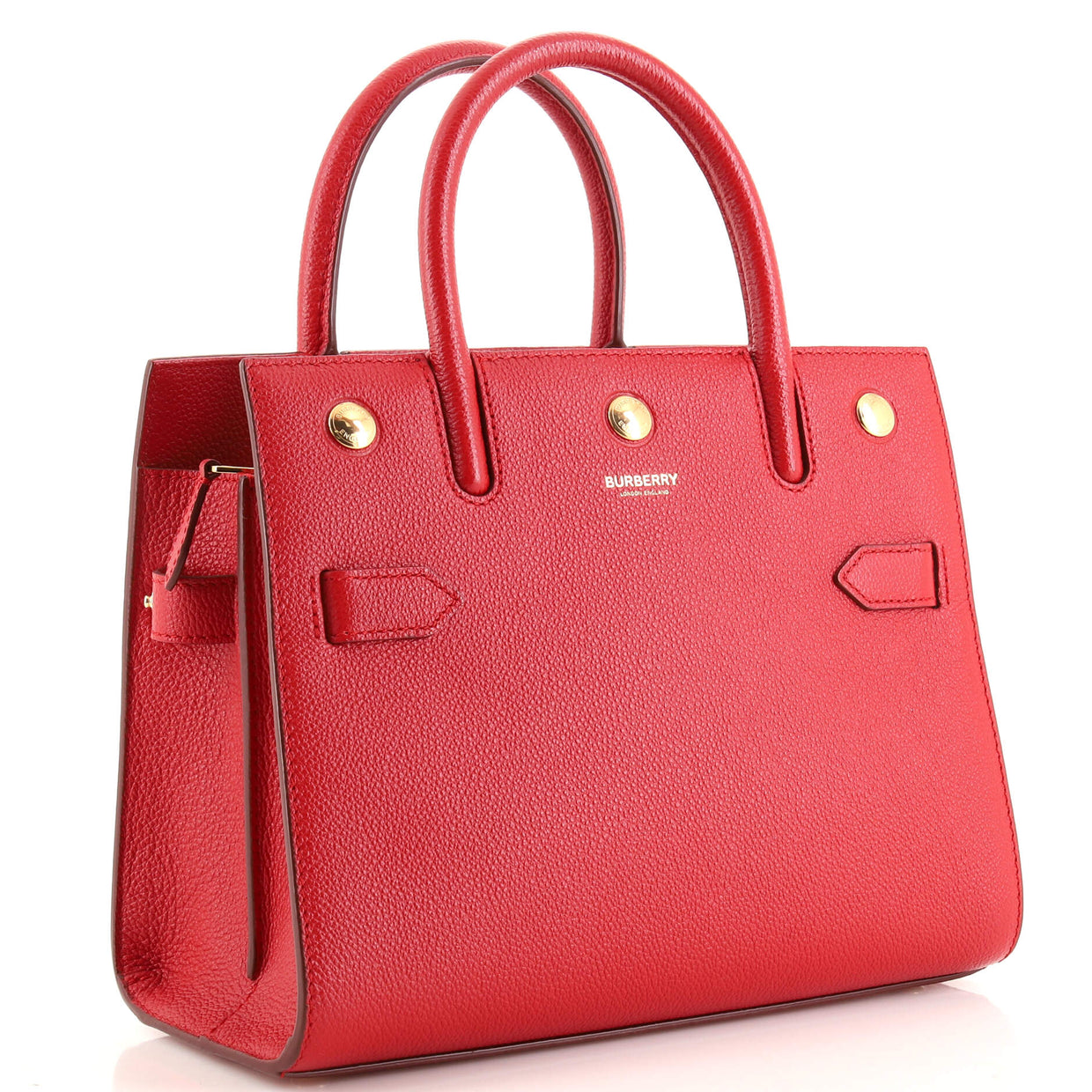 Burberry Title Top Handle Bag Leather Mini Red 1786557