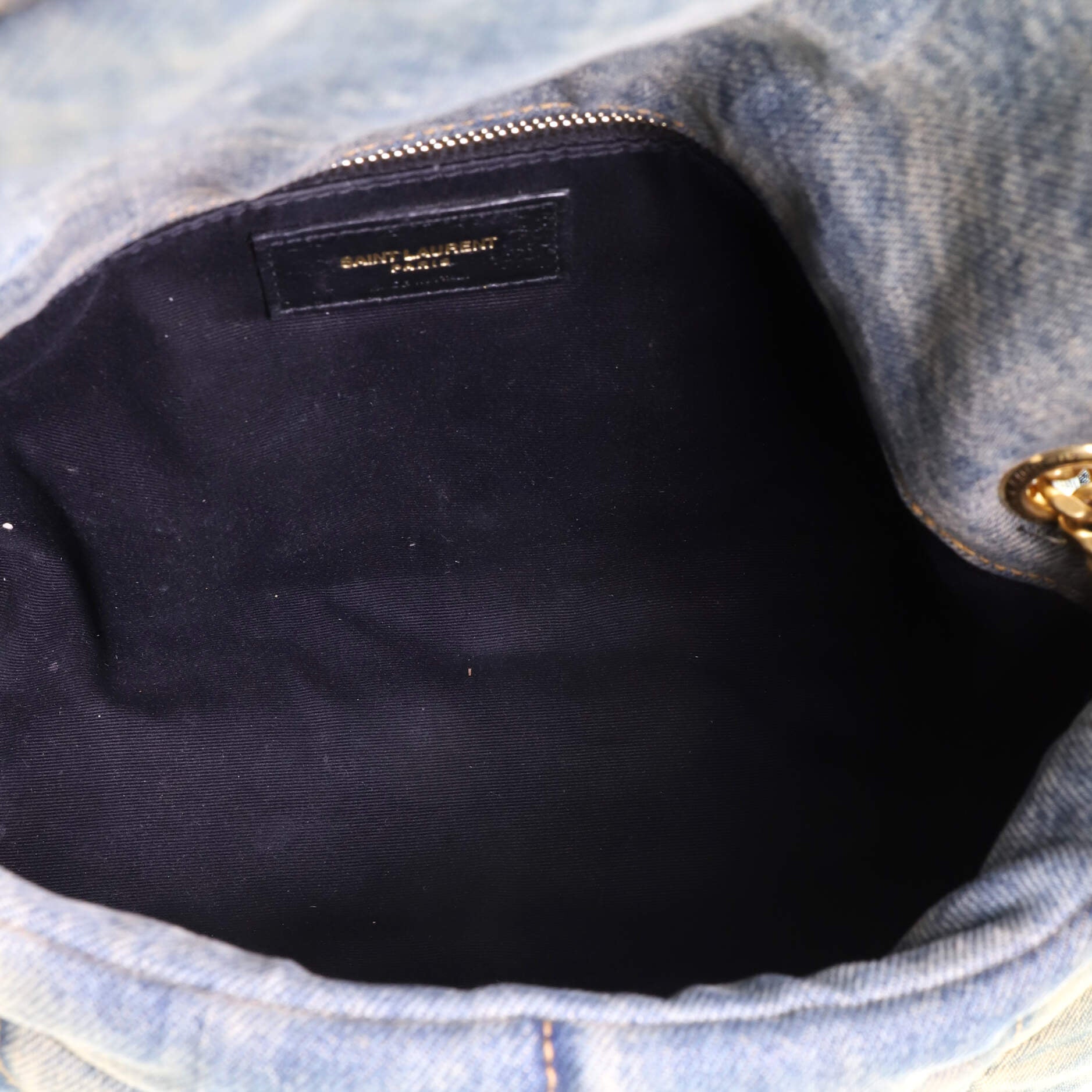 Puffer Small Denim Shoulder Bag in Blue - Saint Laurent