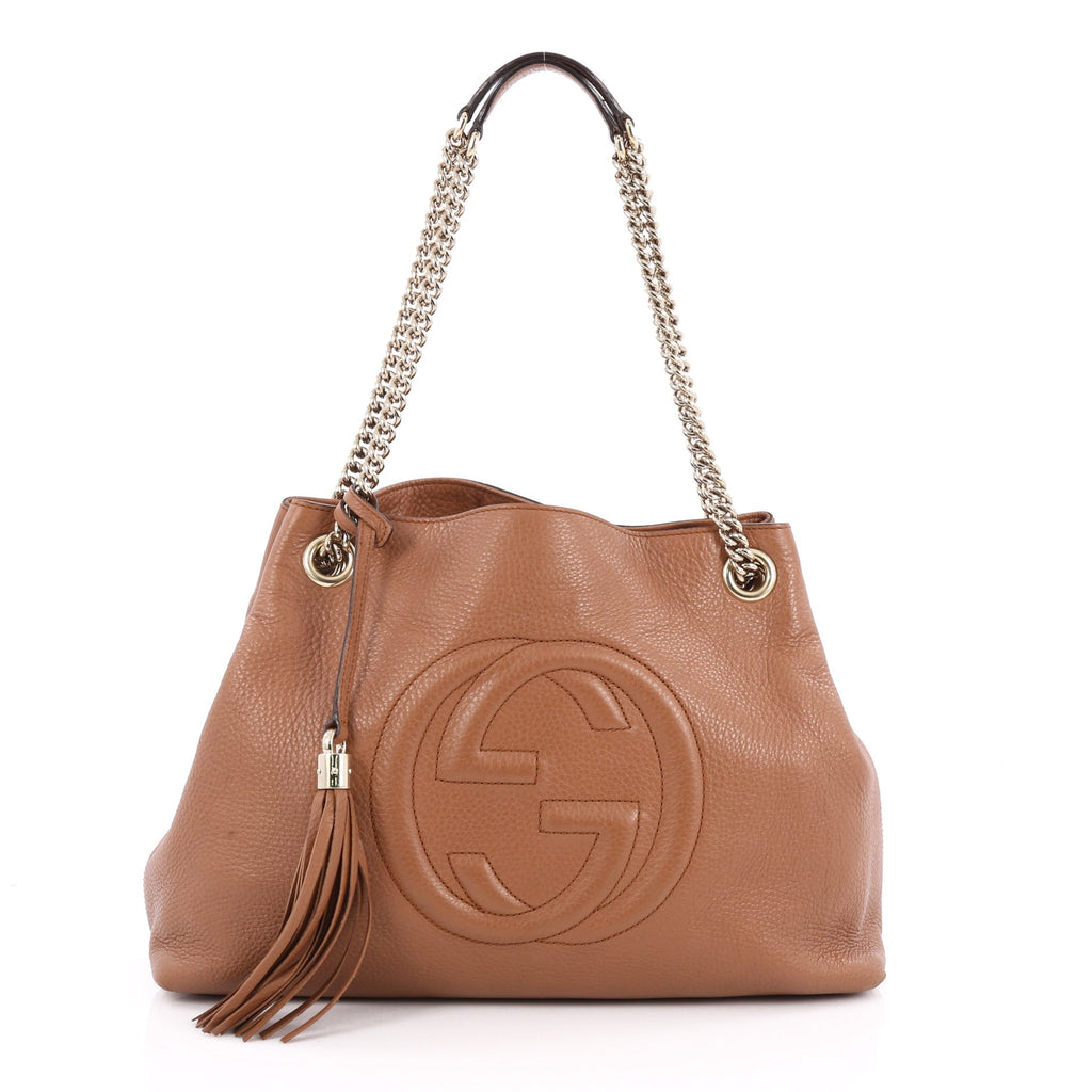 Buy Gucci Soho Shoulder Bag Chain Strap Leather Medium Brown 1801701 – Rebag