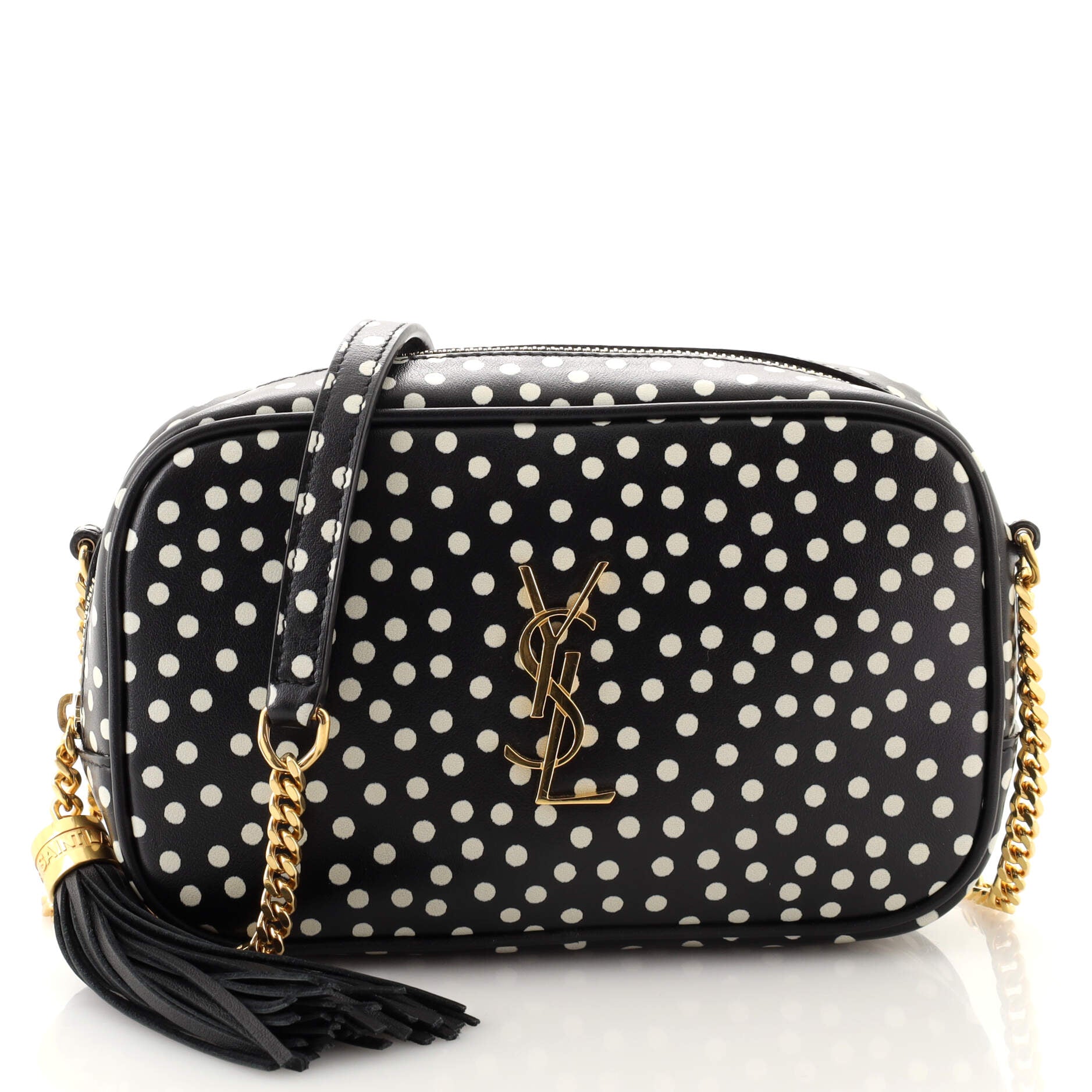 SAINT LAURENT Mini Lou YSL Monogram Leather Camera Bag In Polka