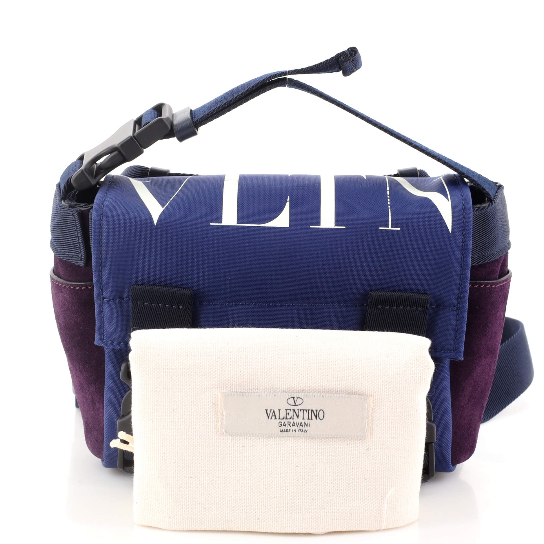 Valentino Garavani Roman Stud Flap Bag Embellished Suede Small Purple