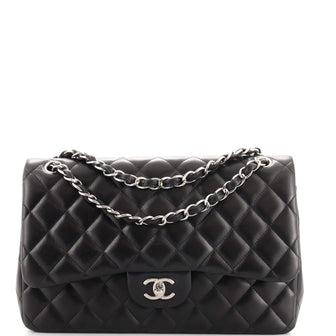 Chanel Classic Double Flap Bag Quilted Lambskin Jumbo Black 180878118