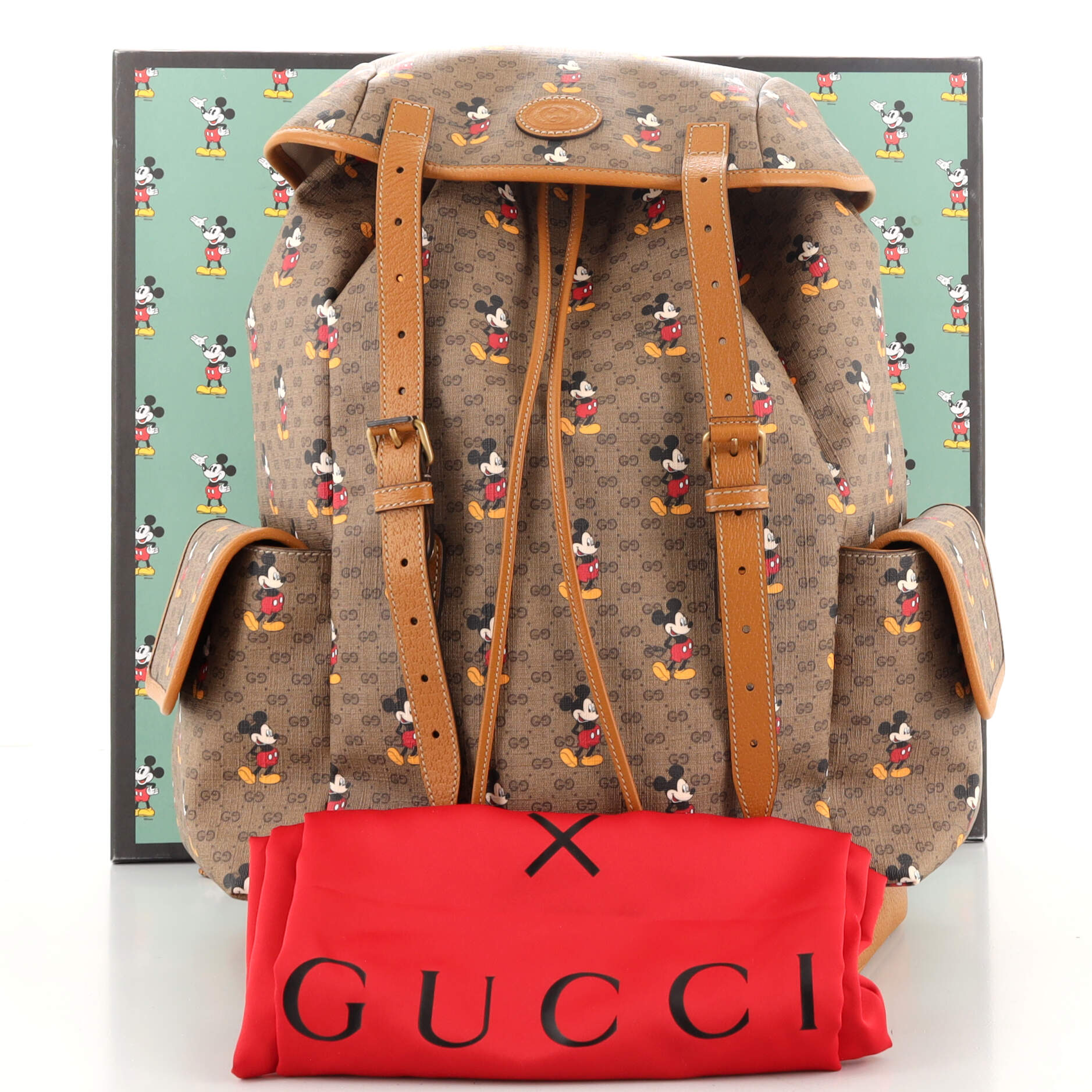 Gucci x Disney Brown GG Coated Canvas Mickey Mouse Mini Backpack