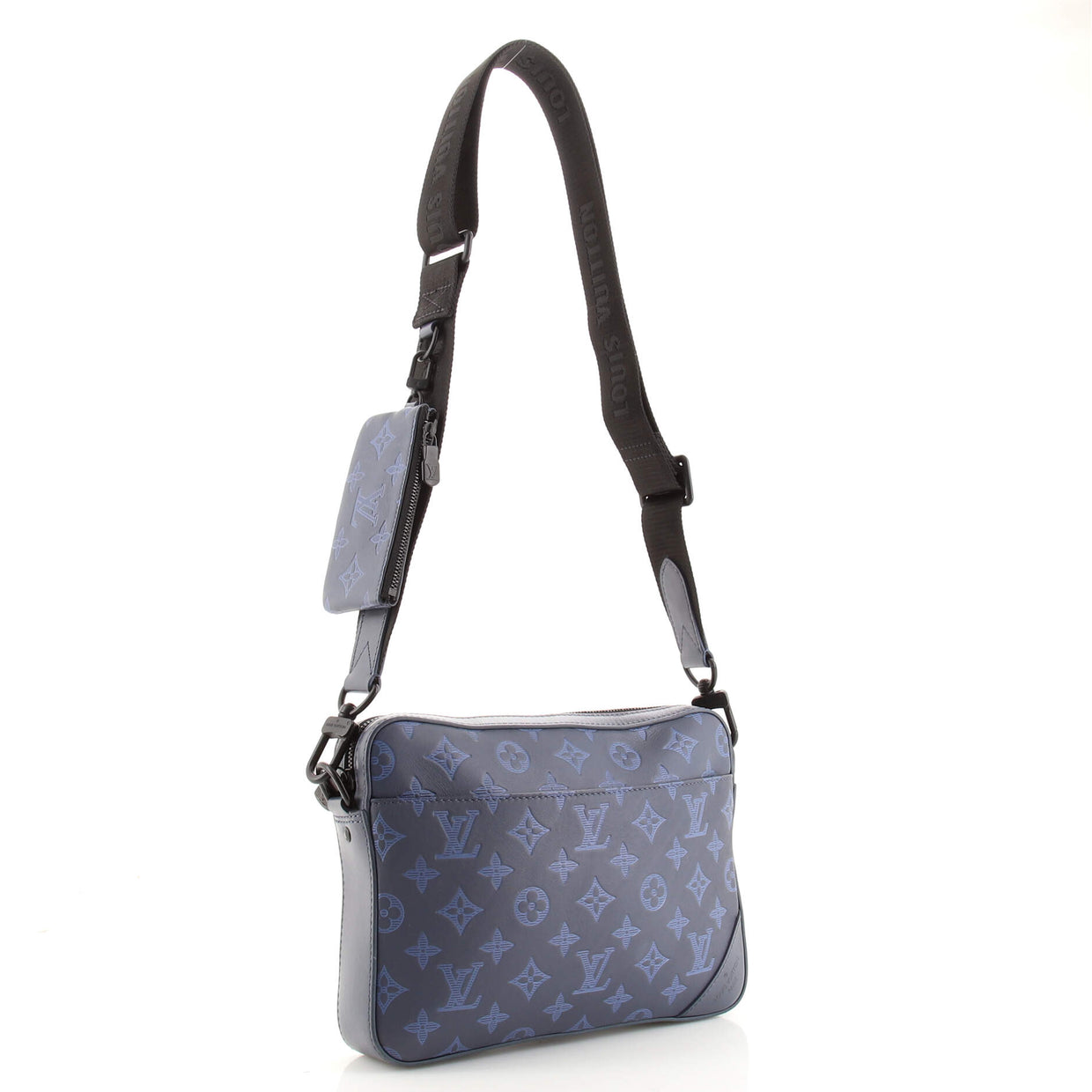 Louis Vuitton Duo Messenger Bag Monogram Shadow Leather Blue 1810311