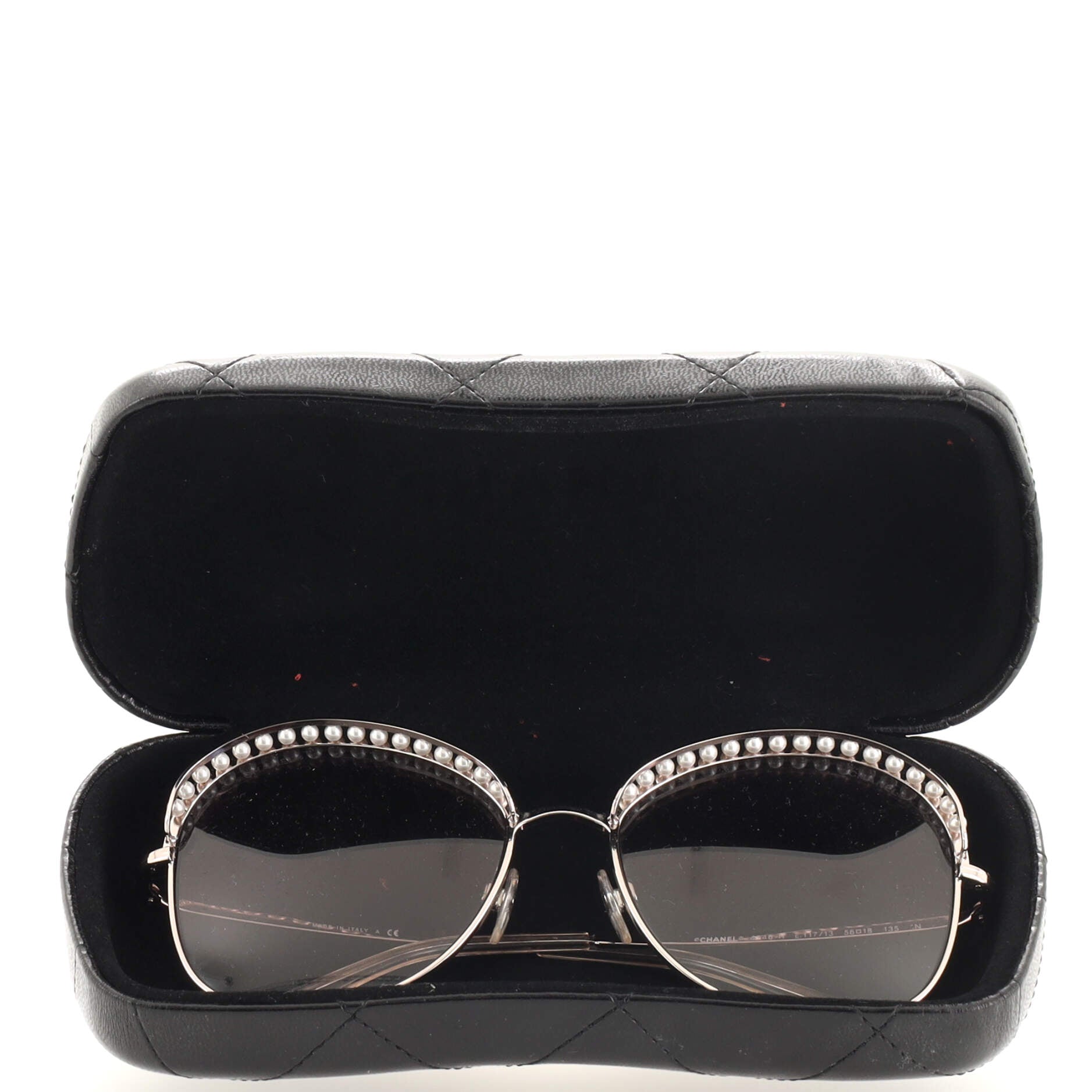 CHANEL Oversized Sunglasses Metal with Pearls