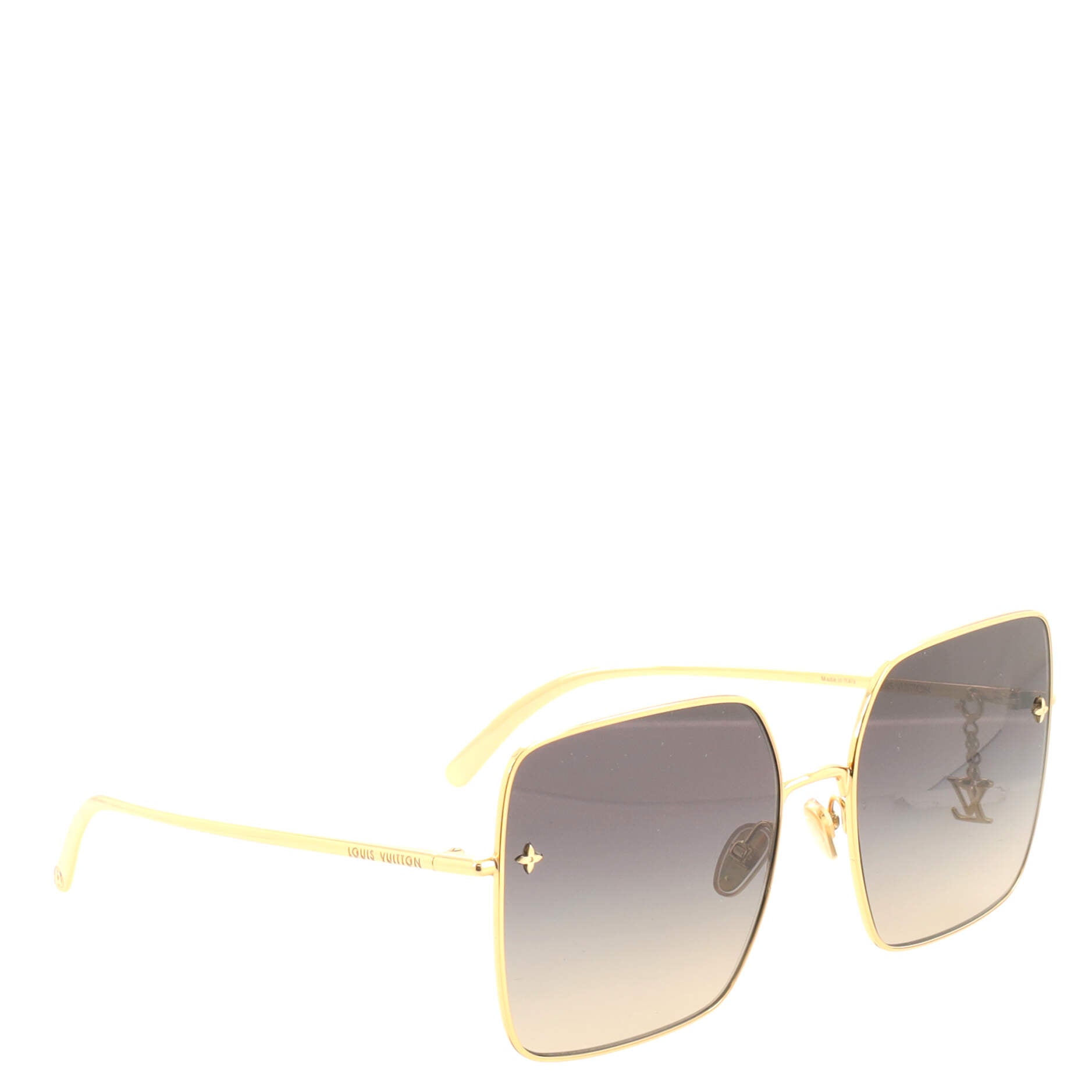 LOUIS VUITTON Metal LV Square Charm Sunglasses Z1718U Black