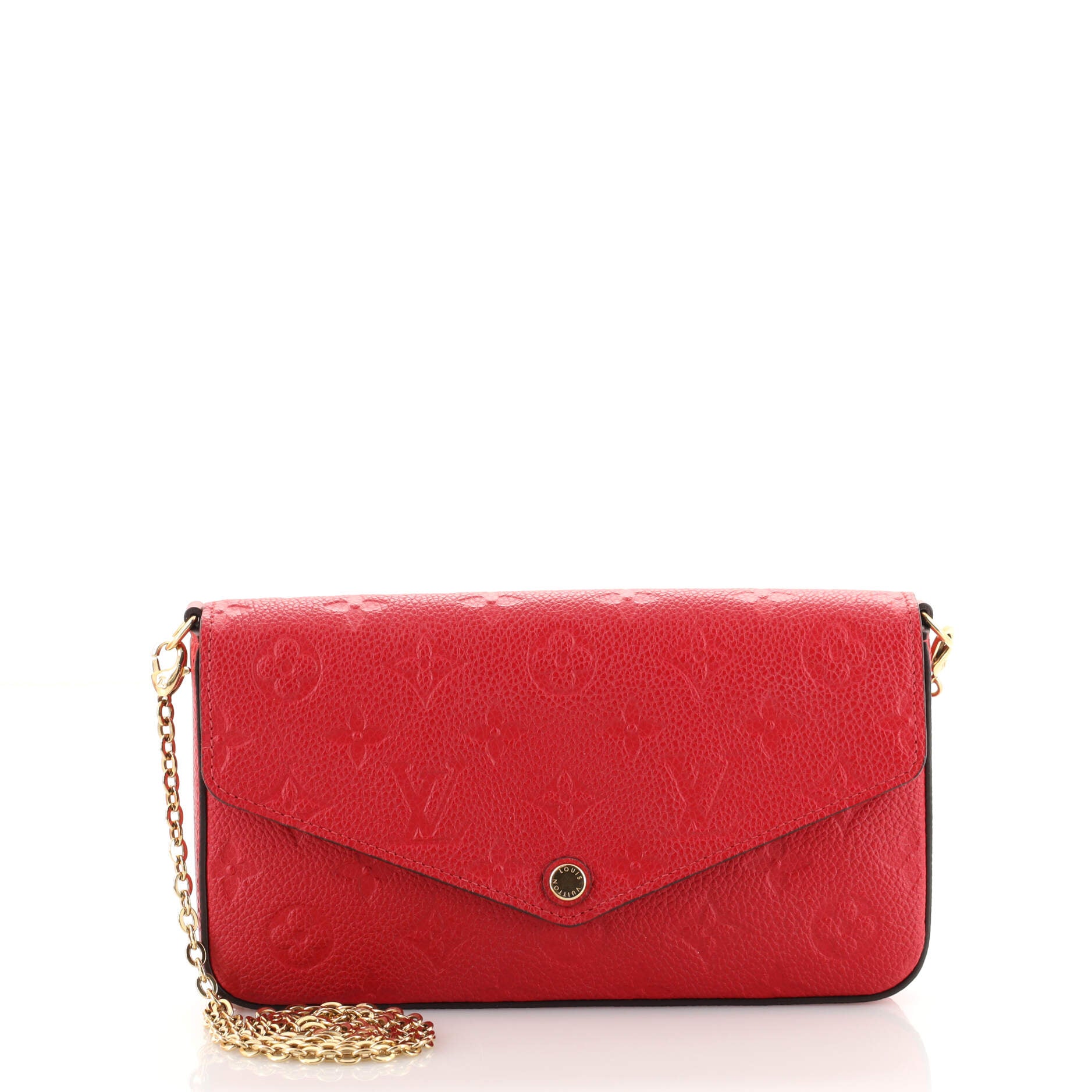 LOUIS VUITTON Pochette Felicie Empreinte Leather Crossbody Bag Red