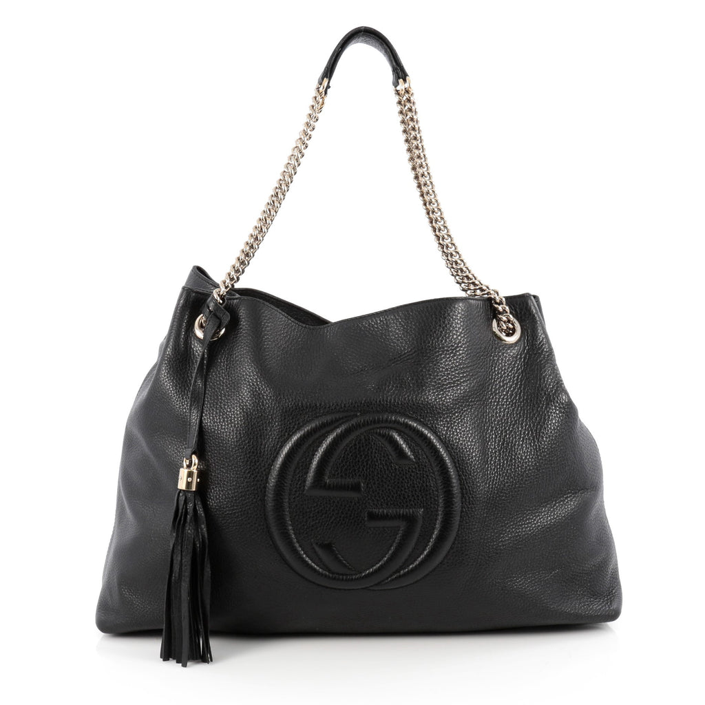 Buy Gucci Soho Shoulder Bag Chain Strap Leather Large Black 1823301 – Rebag