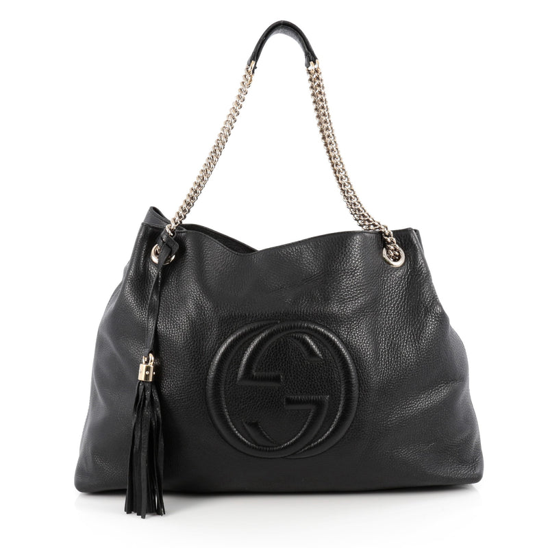 Buy Gucci Soho Shoulder Bag Chain Strap Leather Large Black 1823301 – Rebag