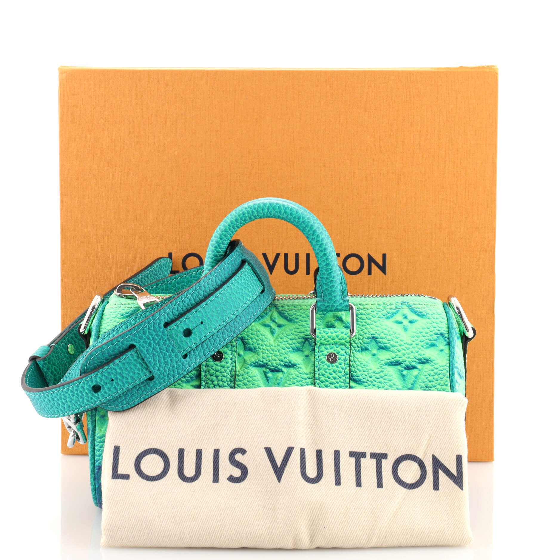 Louis Vuitton Keepall Bandouliere Bag Limited Edition Illusion Monogram  Taurillon Leather XS Blue 1824971