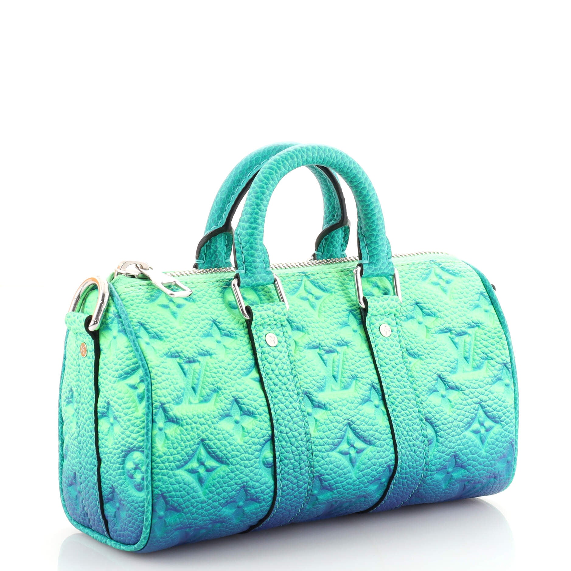 Louis Vuitton Keepall Bandouliere Bag Limited Edition Illusion Monogram  Taurillon Leather XS Blue 1824971