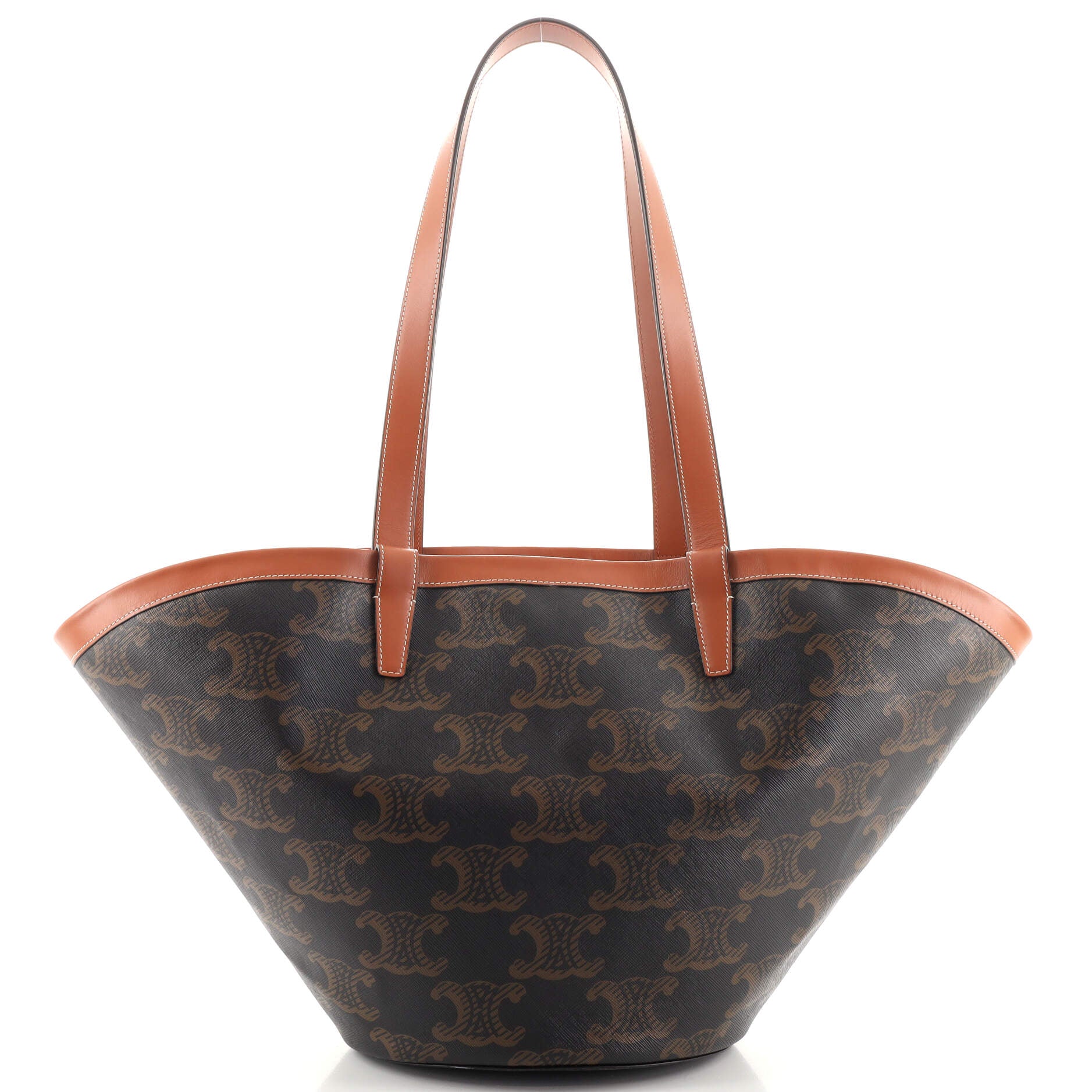 Celine Boston Bag Triomphe Coated Canvas Medium Brown