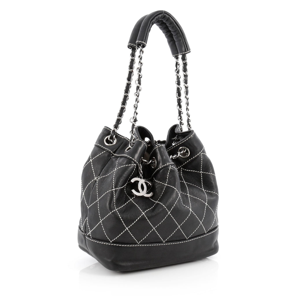 Buy Chanel Surpique Drawstring Bucket Bag Lambskin Small 1831401 – Trendlee