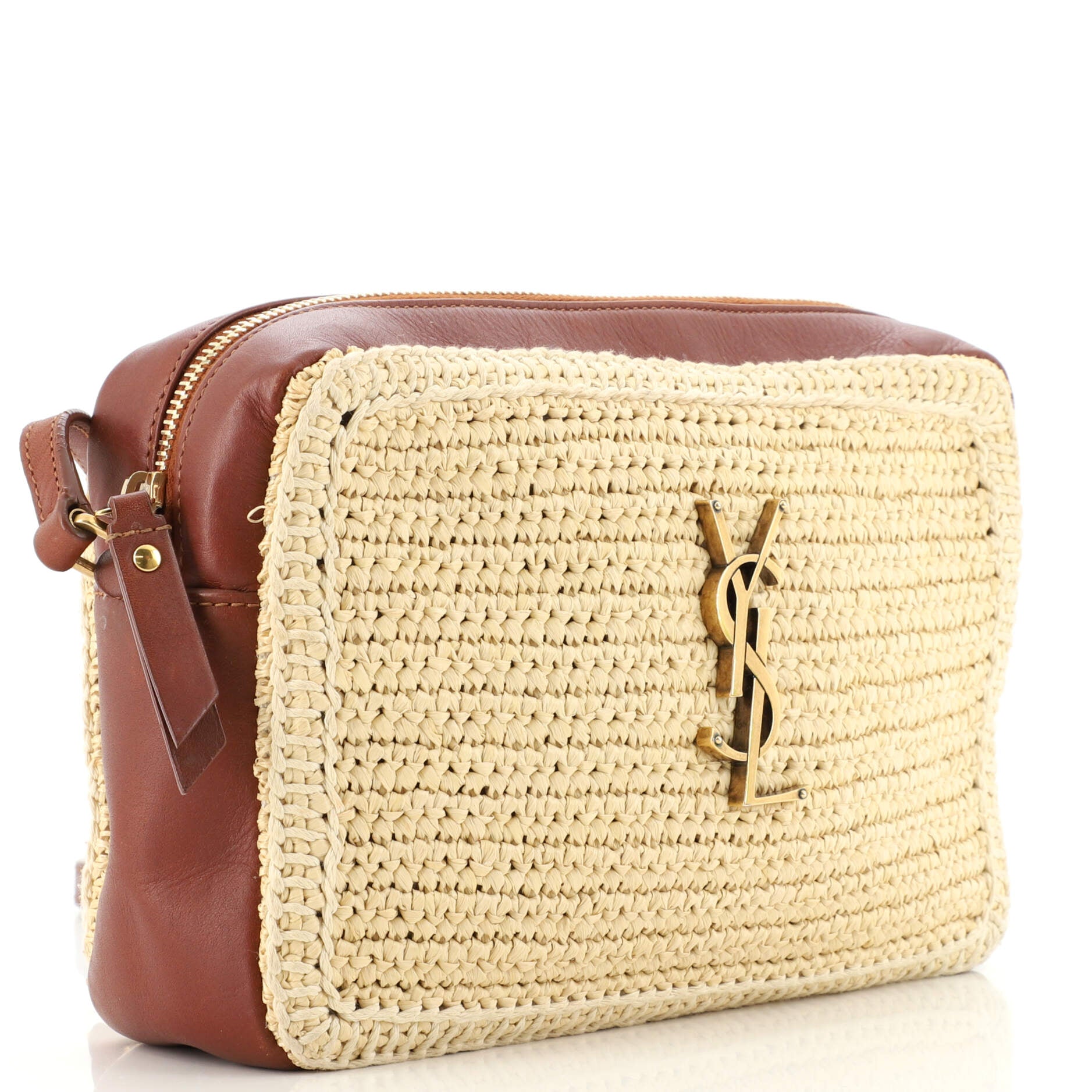 Saint Laurent Lou Camera Bag Woven Raffia Small