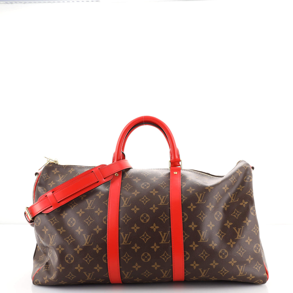 Louis Vuitton X Supreme Red Epi Keepall Bandouliere Duffle Bag 45  Worlds  Best