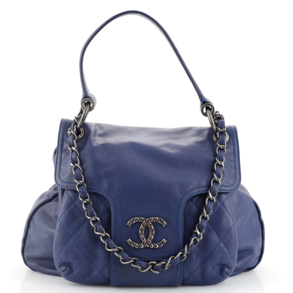 Chanel Coco Rider Hobo Glazed Caviar Blue 1851325