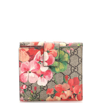 Gucci French Flap Wallet Blooms Print GG Coated Canvas Brown 18570111