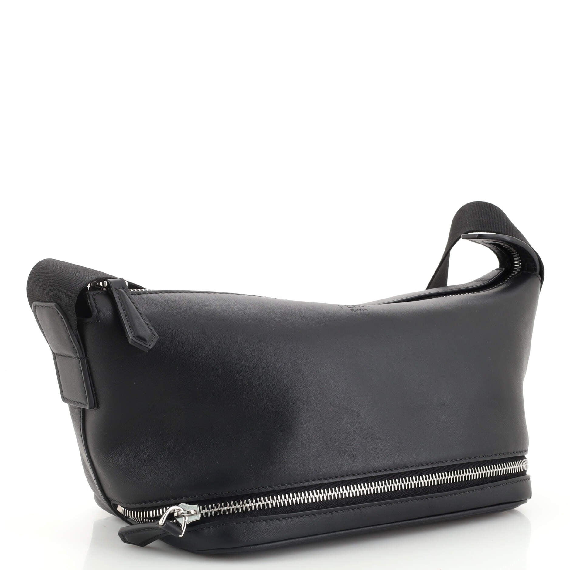 Fendi Zip Belt Bag Zucca Coated Canvas and Leather Gray