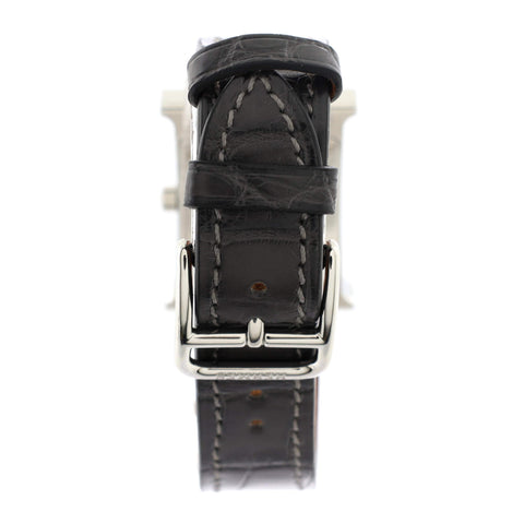 Hermes Heure H Quartz Watch Stainless Steel and Alligator with Diamond ...