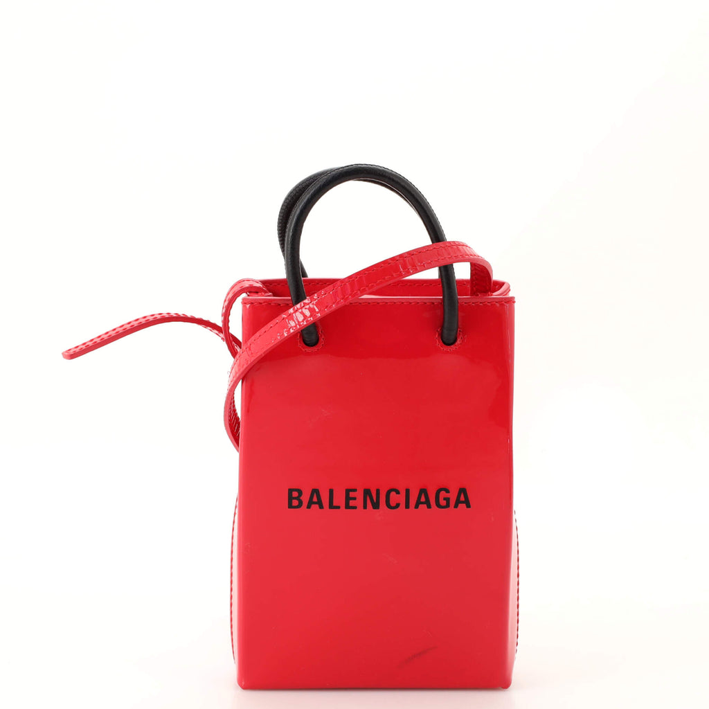 Balenciaga Shopping Phone Holder Grey in Calfskin  US