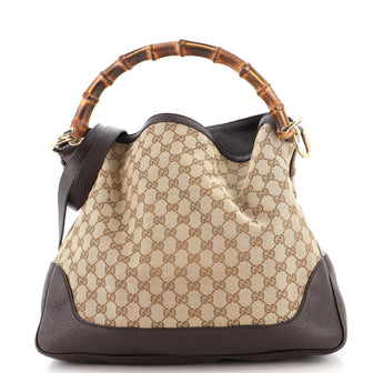 Gucci Diana Bamboo Shoulder Bag GG Canvas Medium Brown 18643459