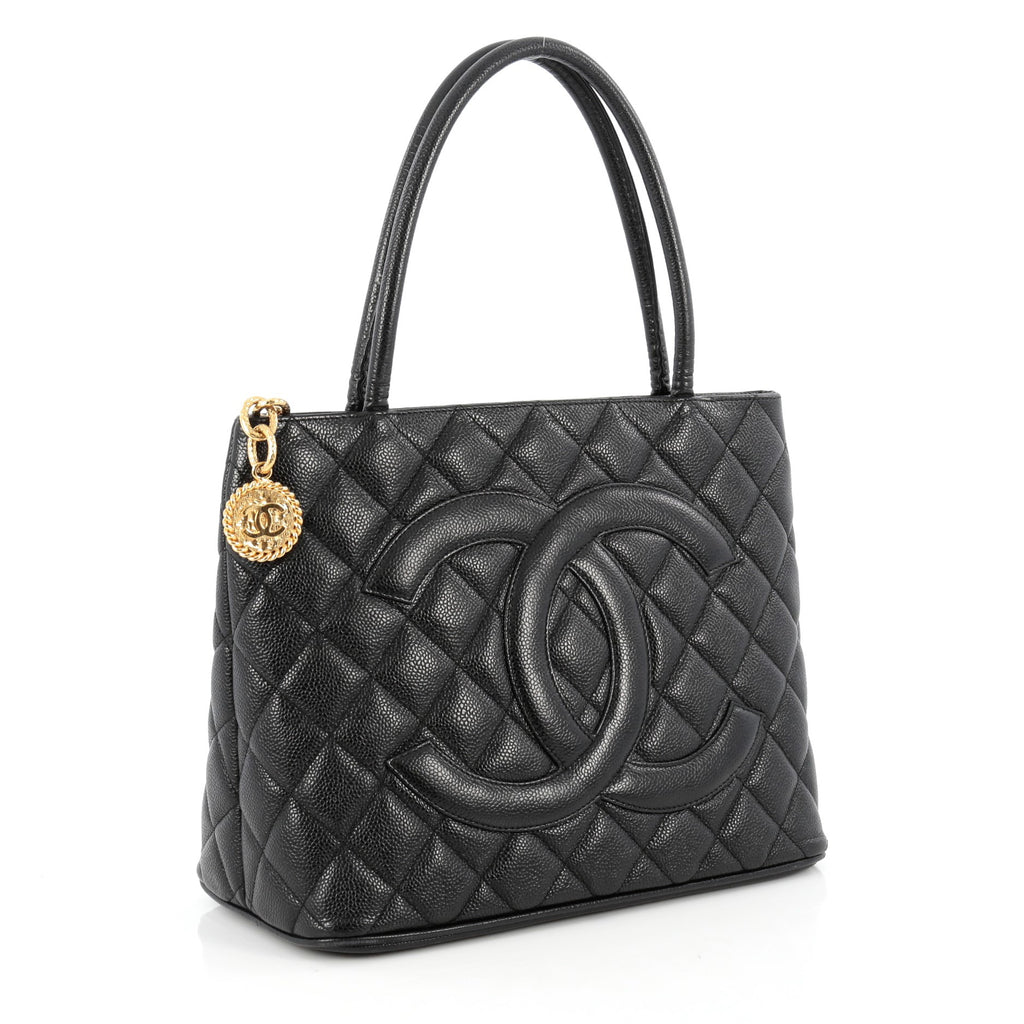Buy Chanel Medallion Tote Quilted Caviar Black 1870502 – Rebag
