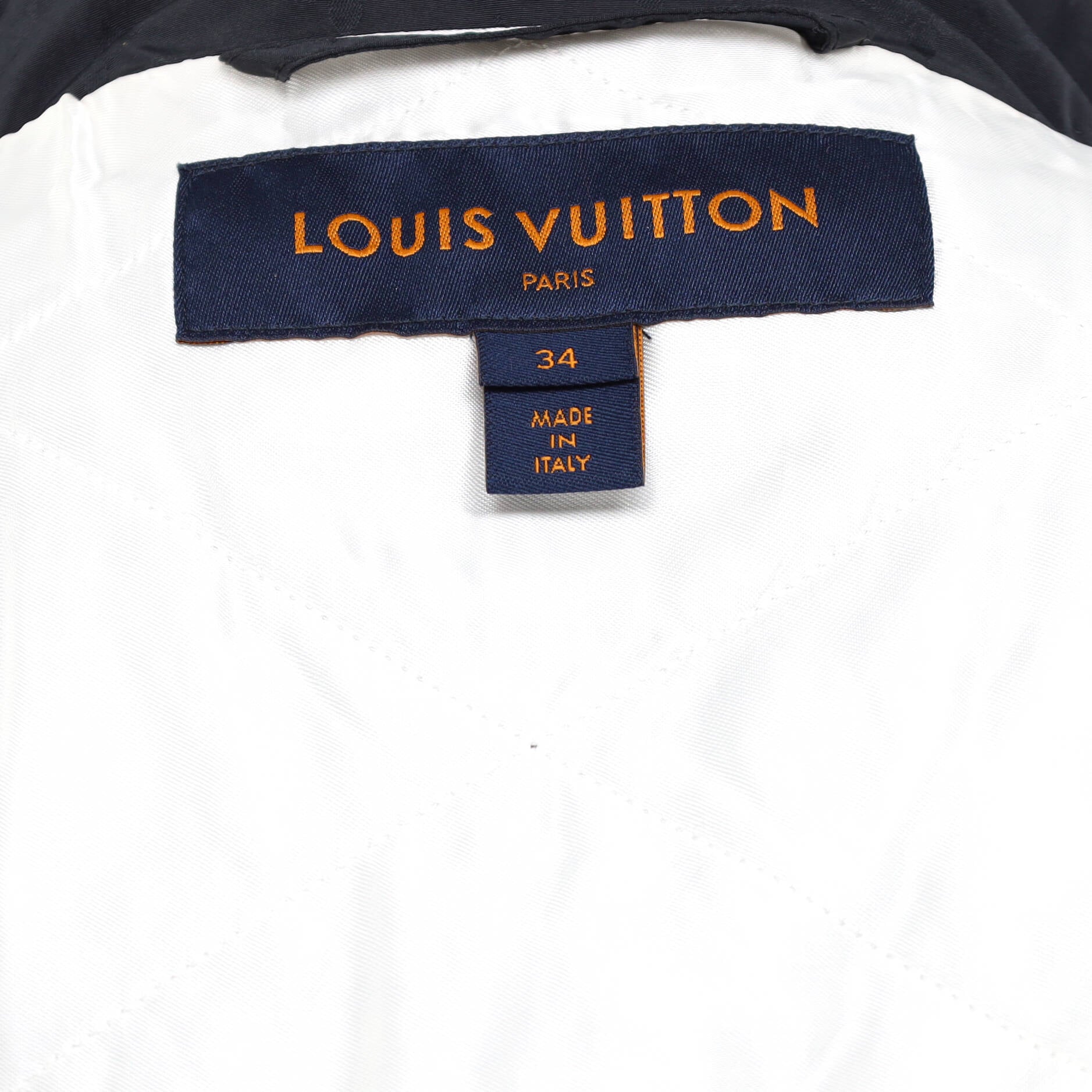 Louis Vuitton Signature Short Hooded Wrap Coat, Blue, 34