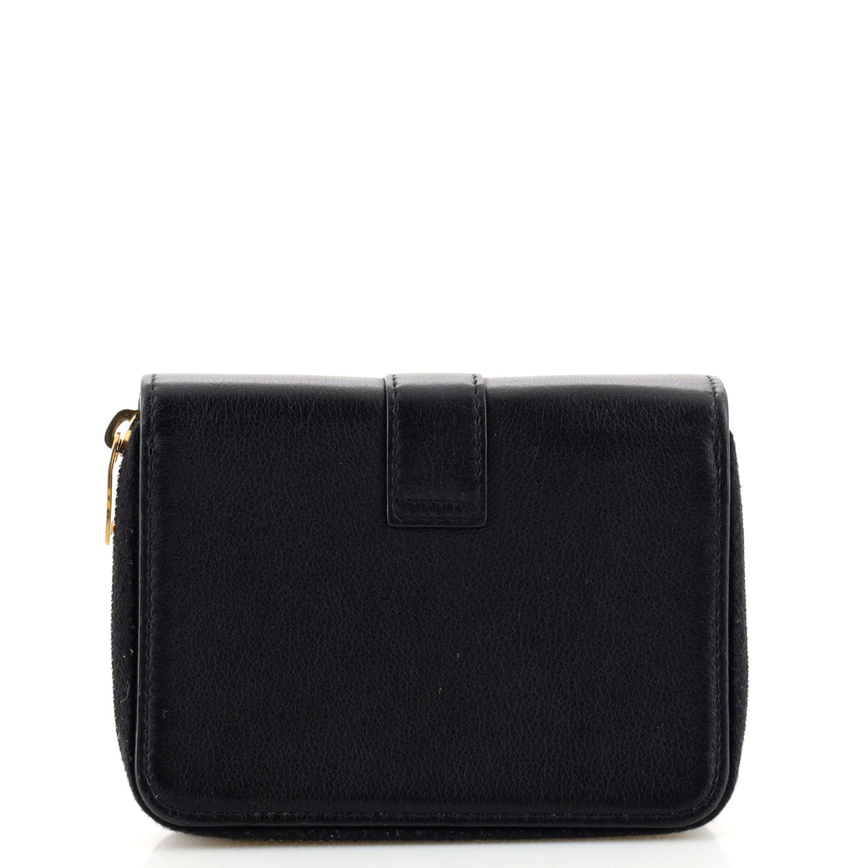 Saint Laurent Line Zip Wallet Leather Compact Black 1871602
