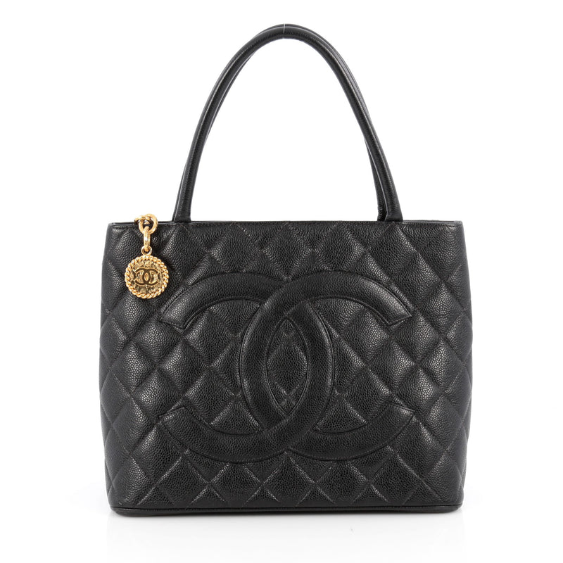 Buy Chanel Medallion Tote Quilted Caviar Black 1878402 – Rebag