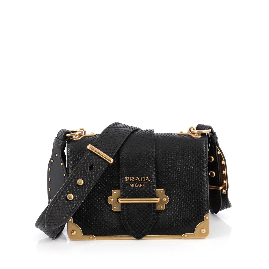 Buy Prada Cahier Crossbody Bag Python Small Black 1878702 – Trendlee