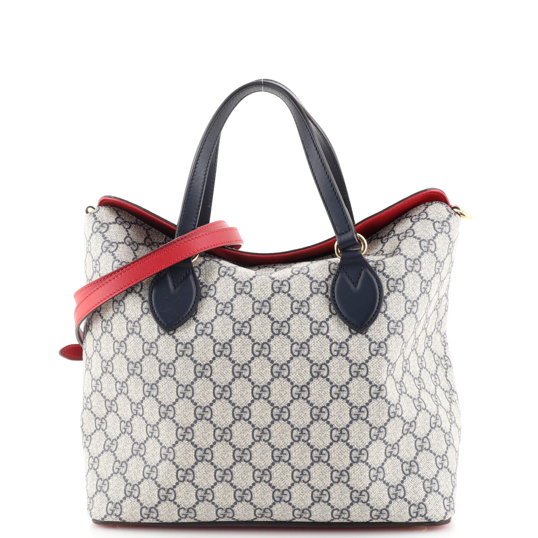 Tote bag with Round Interlocking G in Multicolor Neutral Fabric