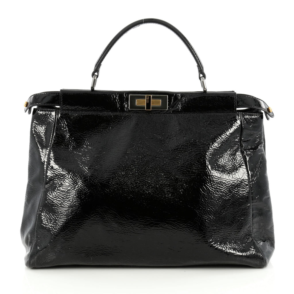 Buy Fendi Peekaboo Handbag Patent Large Black 1883602 – Rebag