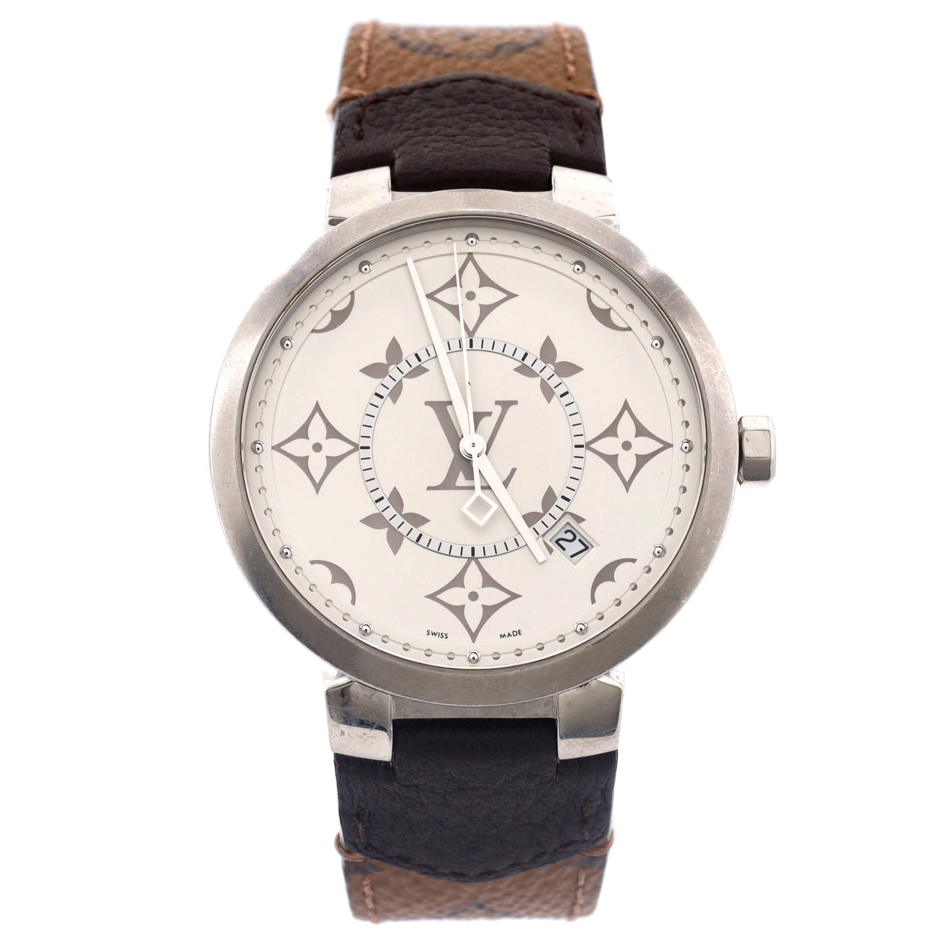 Louis Vuitton Tambour Slim Monogram White Quartz Watch