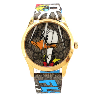 Gucci Disney Donald Duck G-Timeless Quartz Watch PVD Stainless Steel and  Printed GG Coated Canvas 38 18860010
