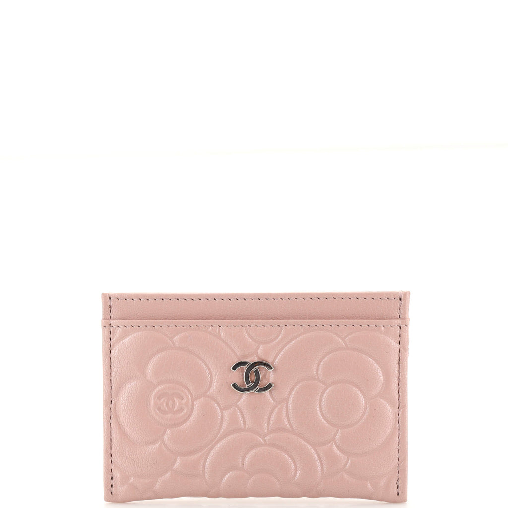 Chanel Classic Card Holder Camellia Lambskin Pink 1890011