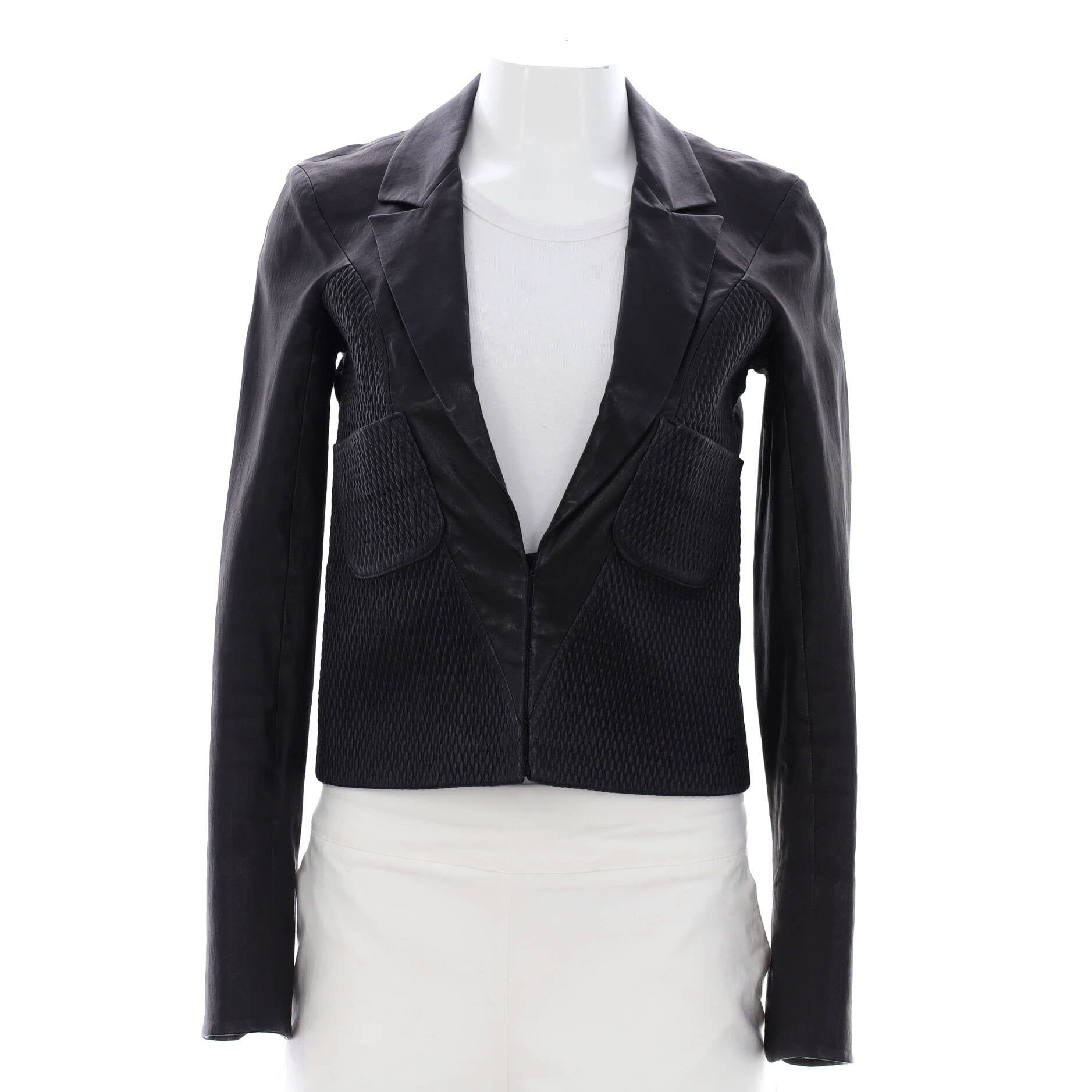 CHANEL Women's Vintage Zip Up Boned Jacket Wool