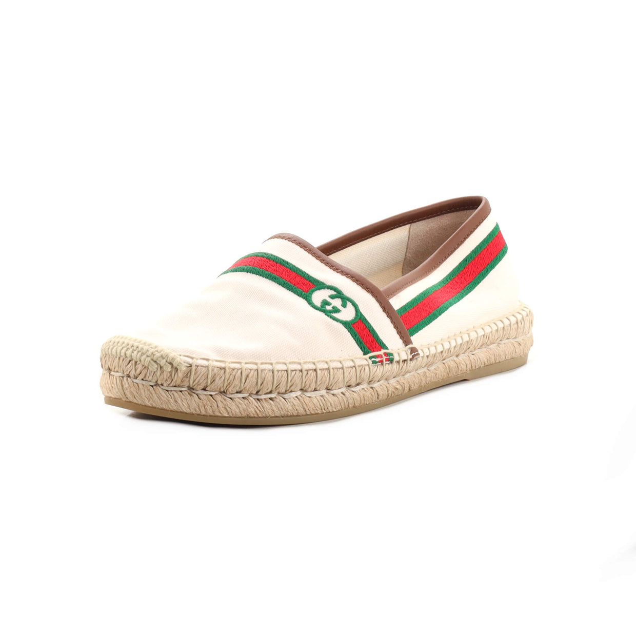 Gucci Women's Web Espadrilles Embroidered Canvas Neutral 1892371