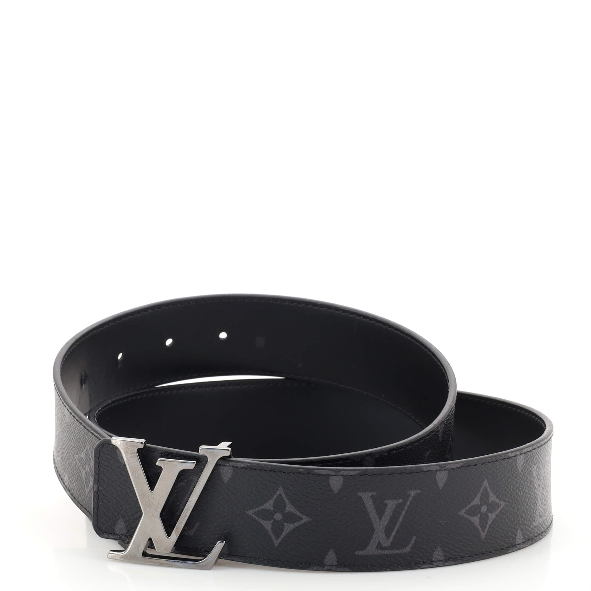 Louis Vuitton LV Initiales Reversible Belt Monogram Eclipse Canvas Wide  Black 2086651
