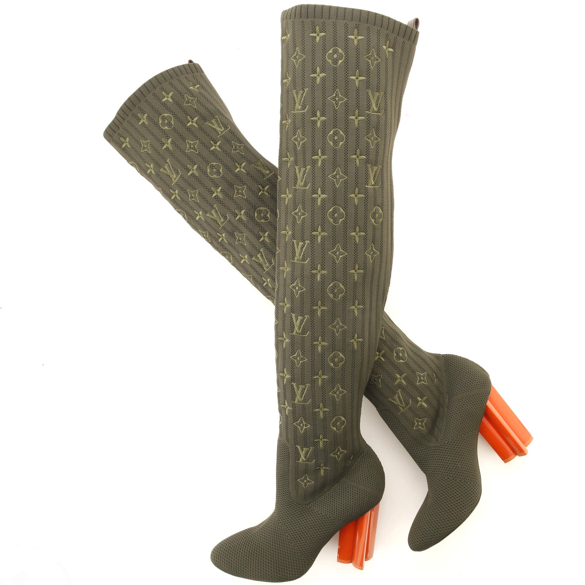 Louis Vuitton Women's Silhouette Thigh High Sock Boots Monogram