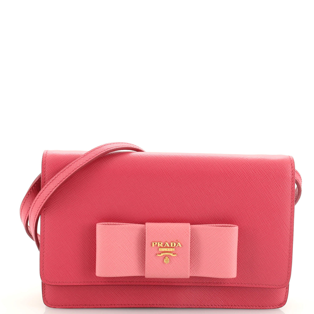 Prada Bow Wallet on Strap Saffiano Leather Small Pink 189914133