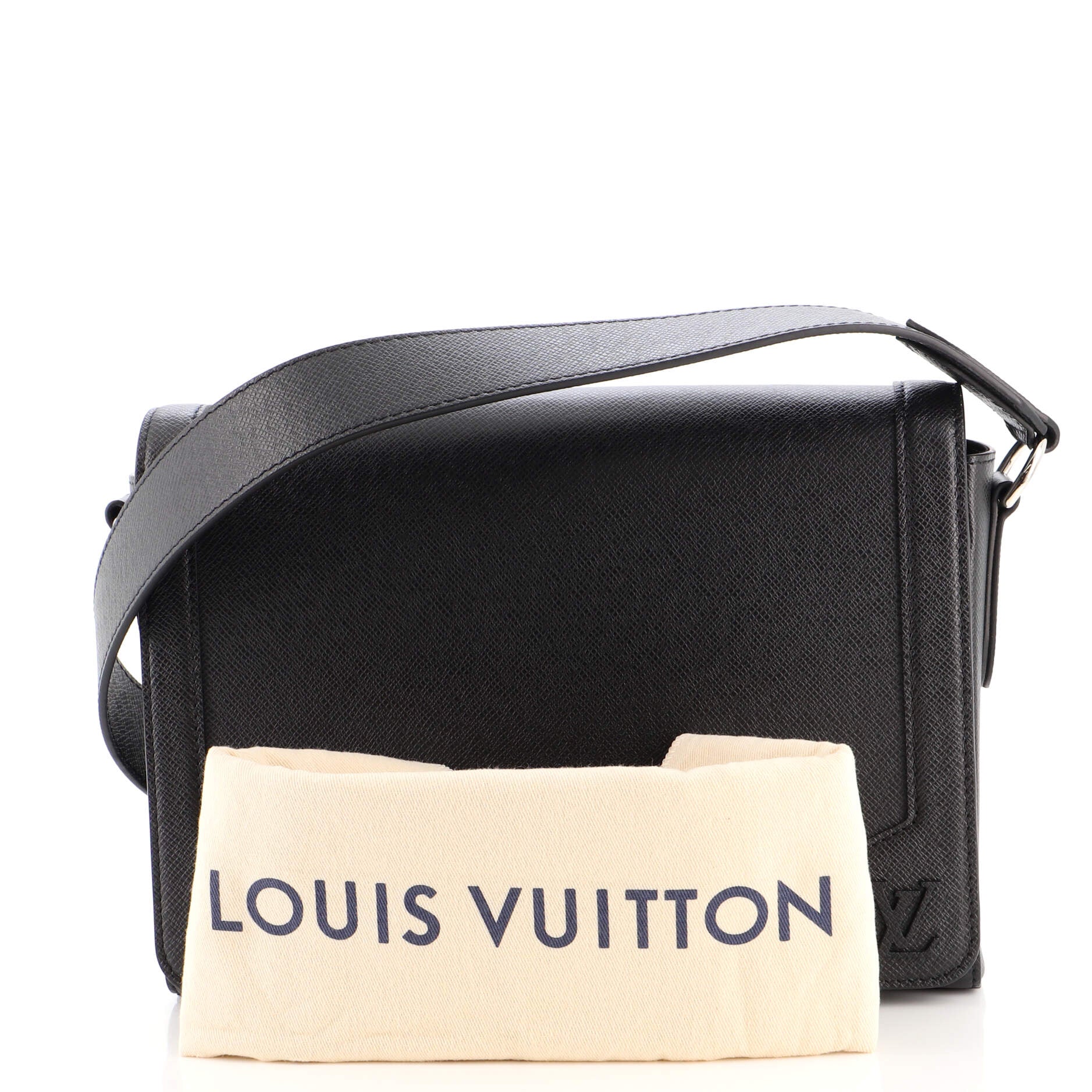 Louis Vuitton Duo Sling Bag Black in Monogram Coated Canvas/Taiga