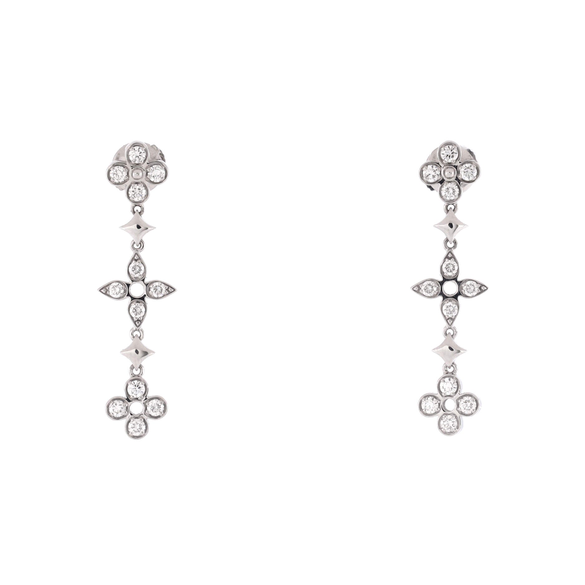 Louis Vuitton pre-owned 18kt White Gold Dentelle Diamond Drop Earrings -  Farfetch