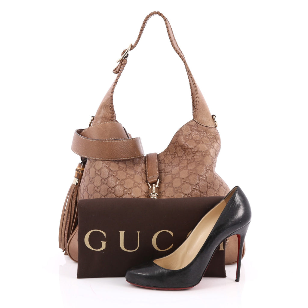 Buy Gucci New Jackie Handbag Guccissima Leather Medium Brown 1901101 – Trendlee